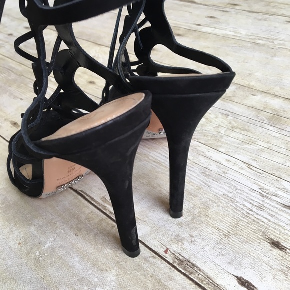 SCHUTZ Black Velvt Laurine Gladiator Sandals Heels - Picture 8 of 8